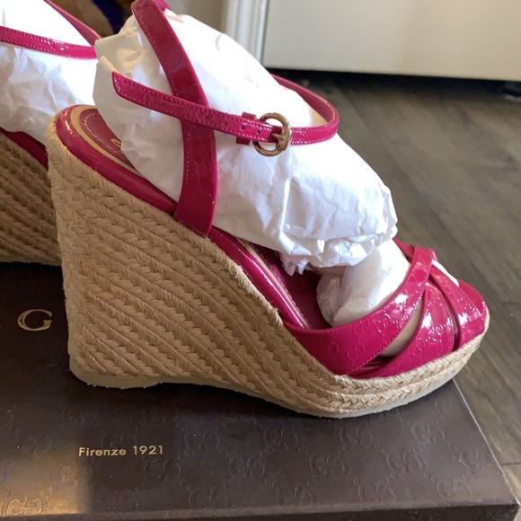 GUCCI Penelope Strap Espadrille Wedge Sandals - Picture 8 of 9